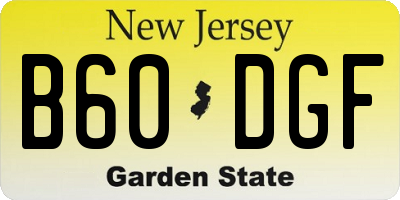 NJ license plate B60DGF