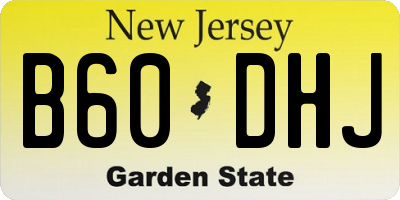 NJ license plate B60DHJ