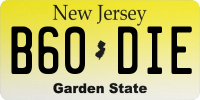 NJ license plate B60DIE