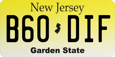 NJ license plate B60DIF