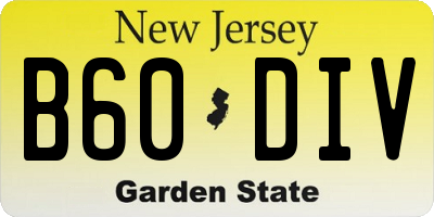 NJ license plate B60DIV