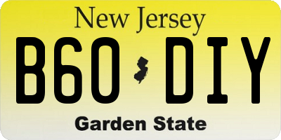 NJ license plate B60DIY