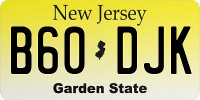 NJ license plate B60DJK