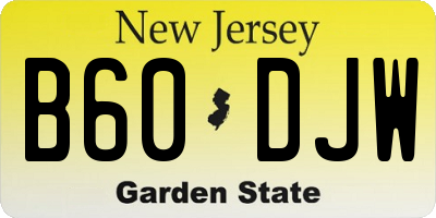 NJ license plate B60DJW