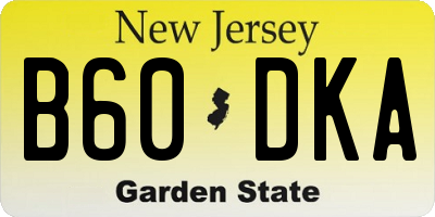 NJ license plate B60DKA