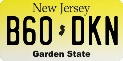 NJ license plate B60DKN