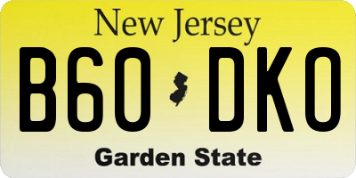 NJ license plate B60DKO