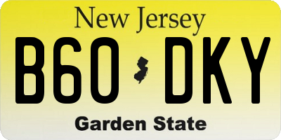 NJ license plate B60DKY