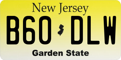 NJ license plate B60DLW