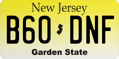 NJ license plate B60DNF