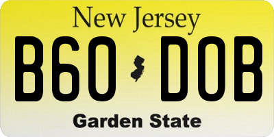 NJ license plate B60DOB