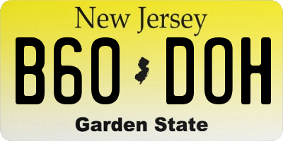 NJ license plate B60DOH