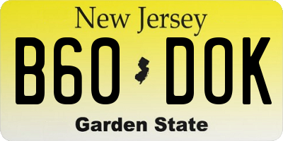NJ license plate B60DOK