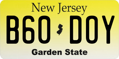 NJ license plate B60DOY