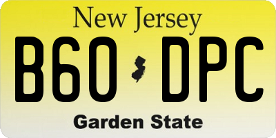 NJ license plate B60DPC