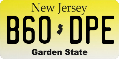 NJ license plate B60DPE