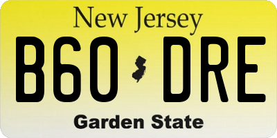 NJ license plate B60DRE