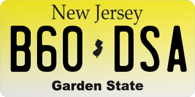 NJ license plate B60DSA