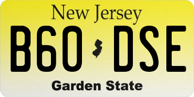 NJ license plate B60DSE