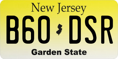 NJ license plate B60DSR