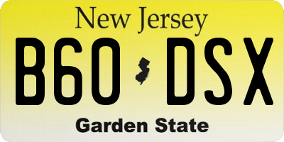 NJ license plate B60DSX