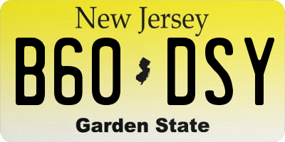 NJ license plate B60DSY