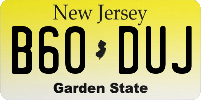 NJ license plate B60DUJ