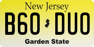 NJ license plate B60DUO