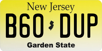 NJ license plate B60DUP