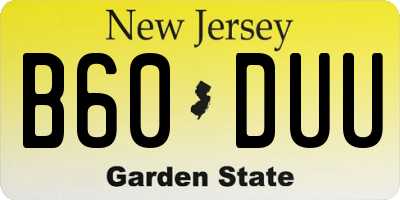 NJ license plate B60DUU