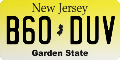 NJ license plate B60DUV
