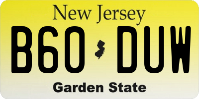 NJ license plate B60DUW