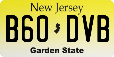 NJ license plate B60DVB