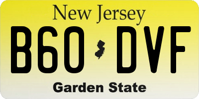NJ license plate B60DVF
