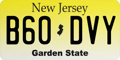 NJ license plate B60DVY