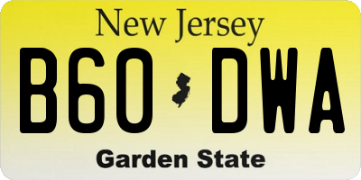 NJ license plate B60DWA