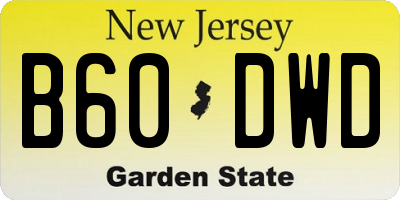 NJ license plate B60DWD