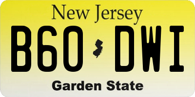 NJ license plate B60DWI
