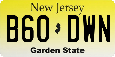 NJ license plate B60DWN