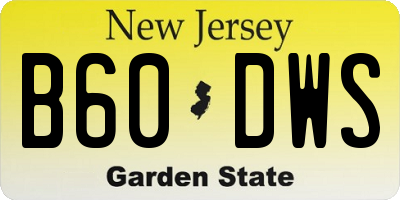 NJ license plate B60DWS