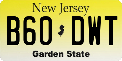 NJ license plate B60DWT