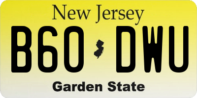 NJ license plate B60DWU