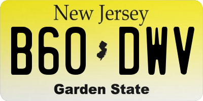 NJ license plate B60DWV