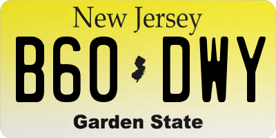 NJ license plate B60DWY