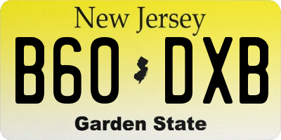 NJ license plate B60DXB