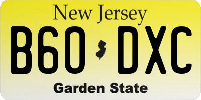 NJ license plate B60DXC