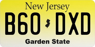 NJ license plate B60DXD