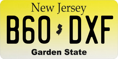 NJ license plate B60DXF