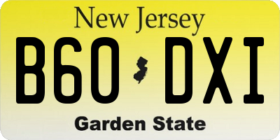 NJ license plate B60DXI