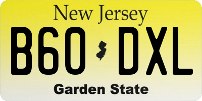 NJ license plate B60DXL